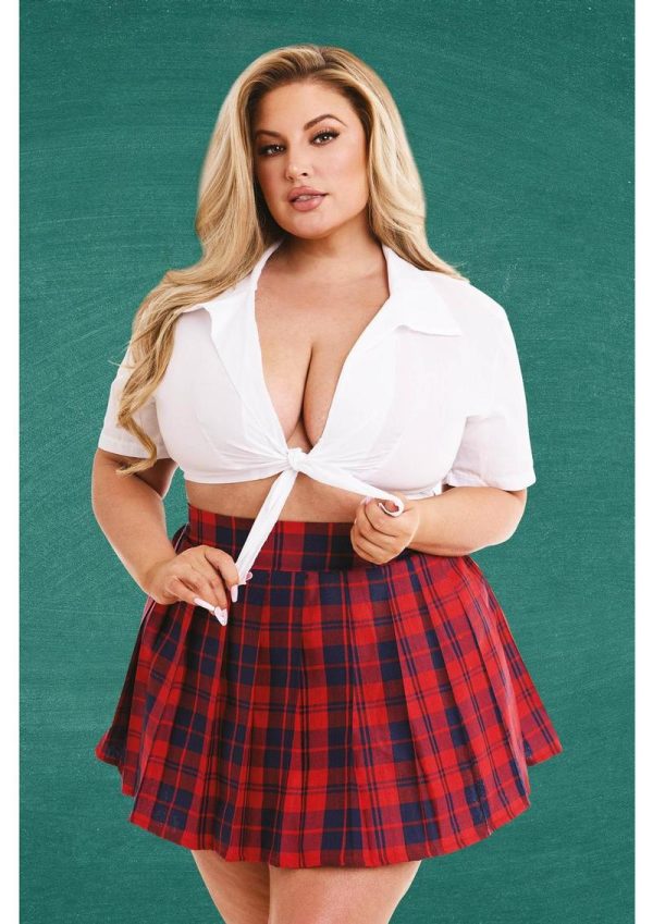 Teacher`s Pet Schoolgirl Costume (2 Piece) - Queen - Red/White - Image 3