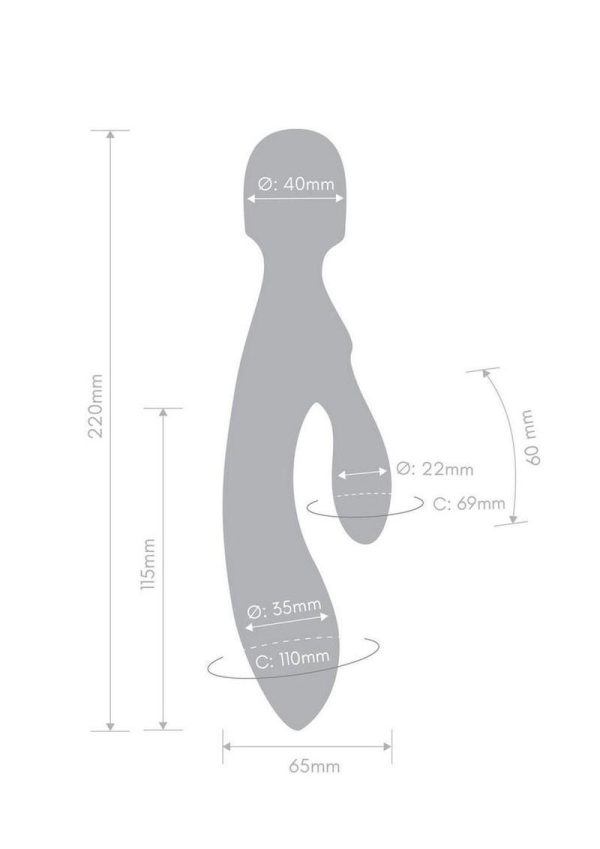 Together Tri Delight Dual-Ended Rechargeable Silicone Triple Stim Wand and Rabbit Vibrator - Pink - Image 4