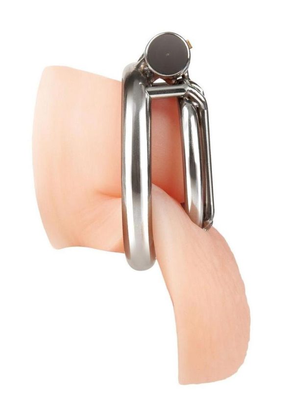 Blueline Stainless Steel Inverted Micro Jail Time Chastity Cage - Silver - Image 3