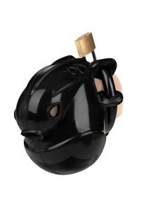 Blueline Full Restraint Silicone Cock and Balls Chastity Device 100% Coverage - Black