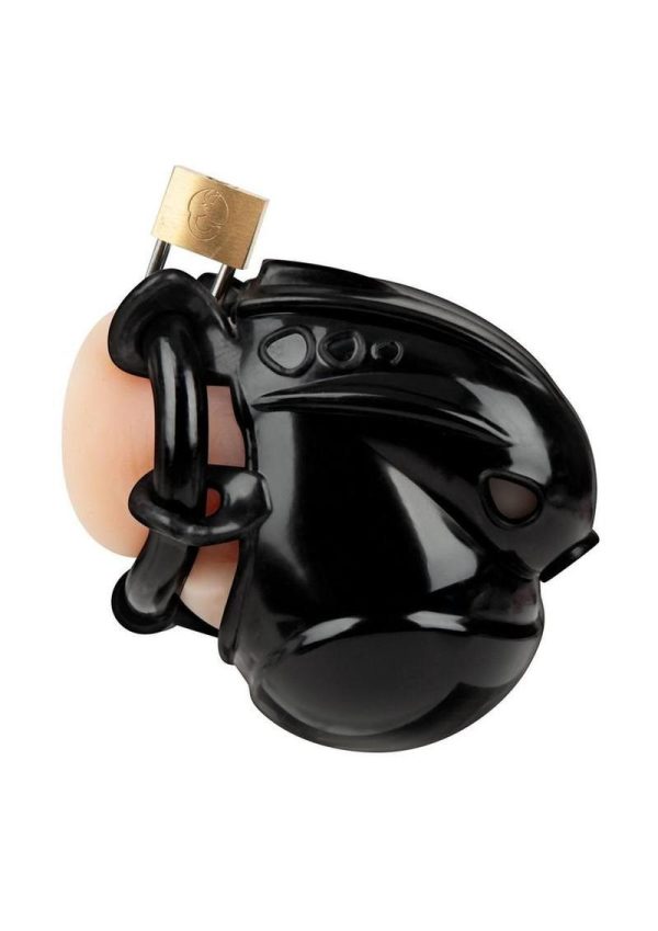 Blueline Full Restraint Silicone Cock and Balls Chastity Device 100% Coverage - Black - Image 3