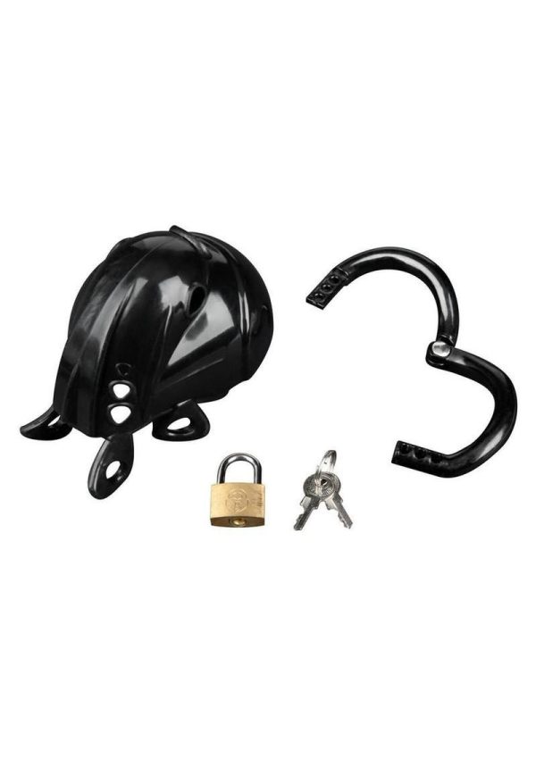 Blueline Full Restraint Silicone Cock and Balls Chastity Device 100% Coverage - Black - Image 4