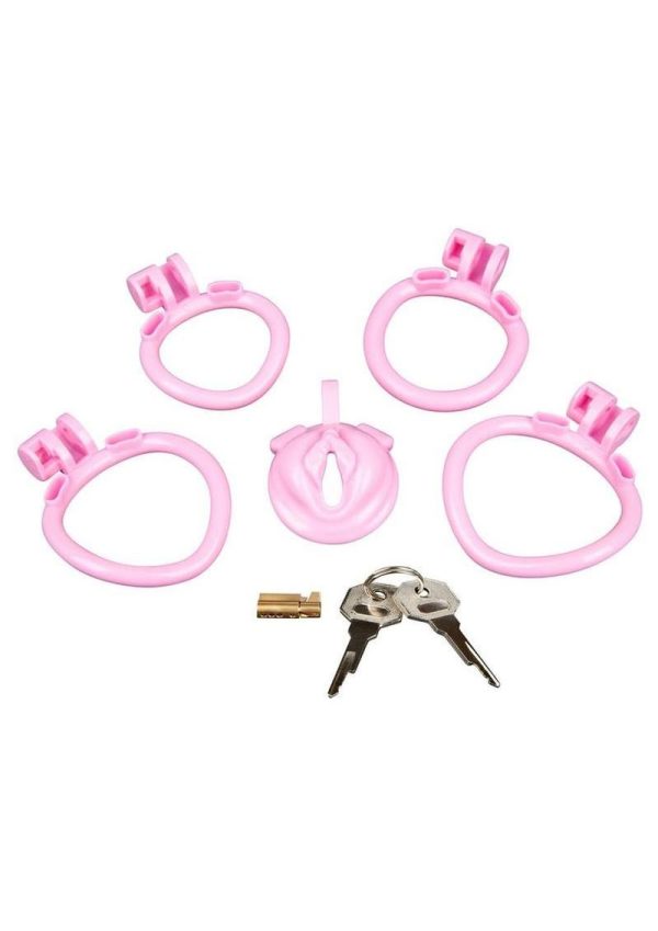 Blueline Bitchboy Degrading Mini Chastity Cage with Pussy Shape - Pink - Image 4