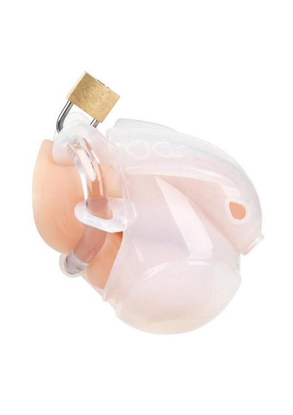 Blueline Full Restraint Silicone Cock and Balls Chastity Device 100% Coverage - White - Image 3