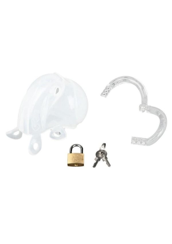 Blueline Full Restraint Silicone Cock and Balls Chastity Device 100% Coverage - White - Image 4