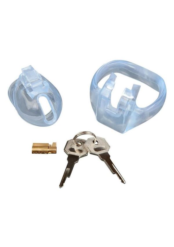 Blueline Small Dick Acrylic Mini Chastity Cage - Clear - Image 4