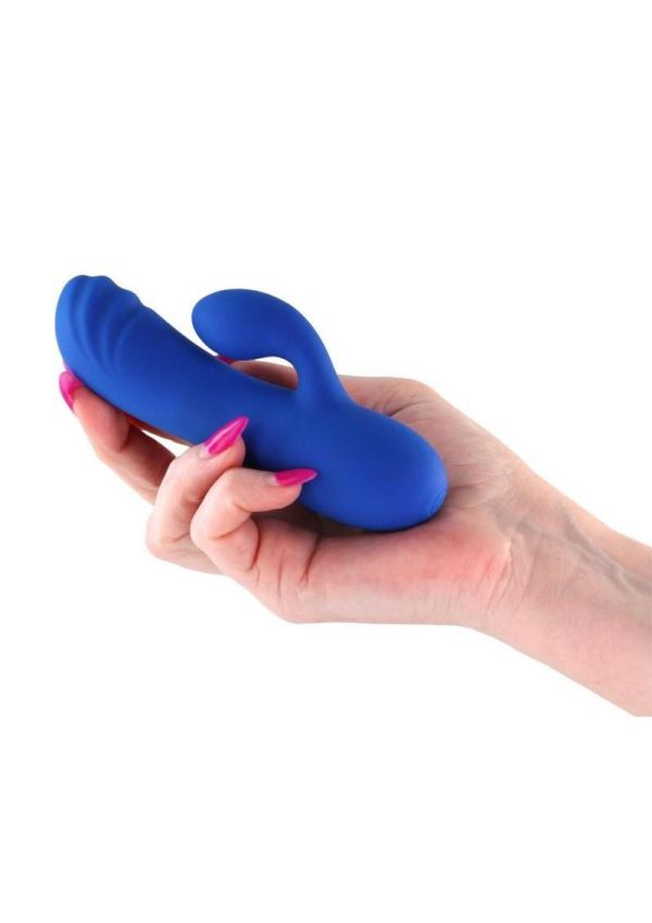 Gold-n-Dreams Sabrina Rechargeable Silicone Rabbit Vibrator - Blue - Image 3