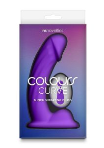 Colours Curve Silicone Vibrating Dildo with Remote Control 6in - Purple