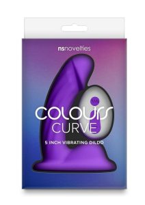 Colours Curve Silicone Vibrating Dildo with Remote Control 5in - Purple