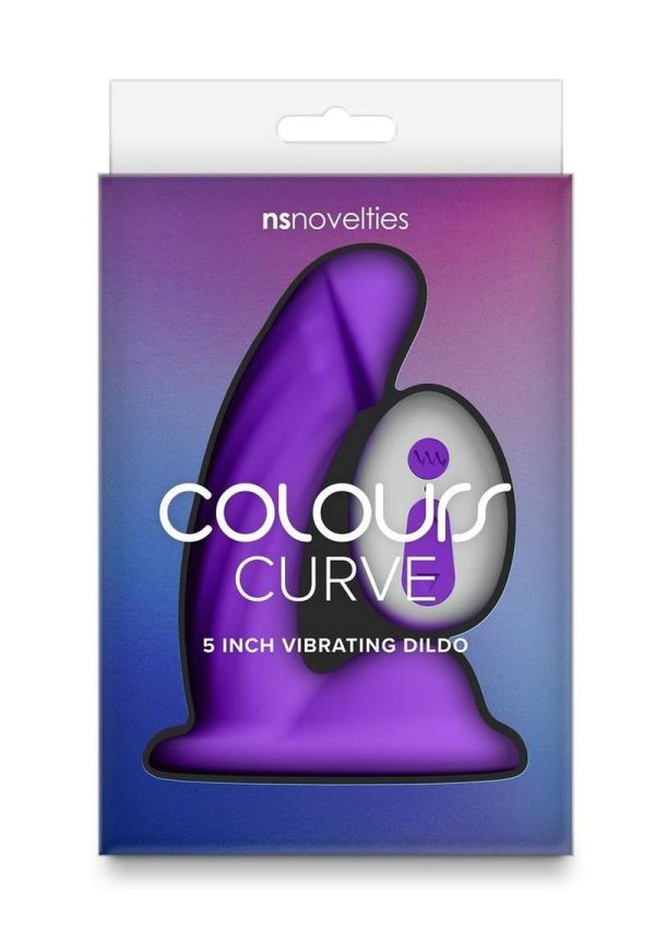 Colours Curve Silicone Vibrating Dildo with Remote Control 5in - Purple