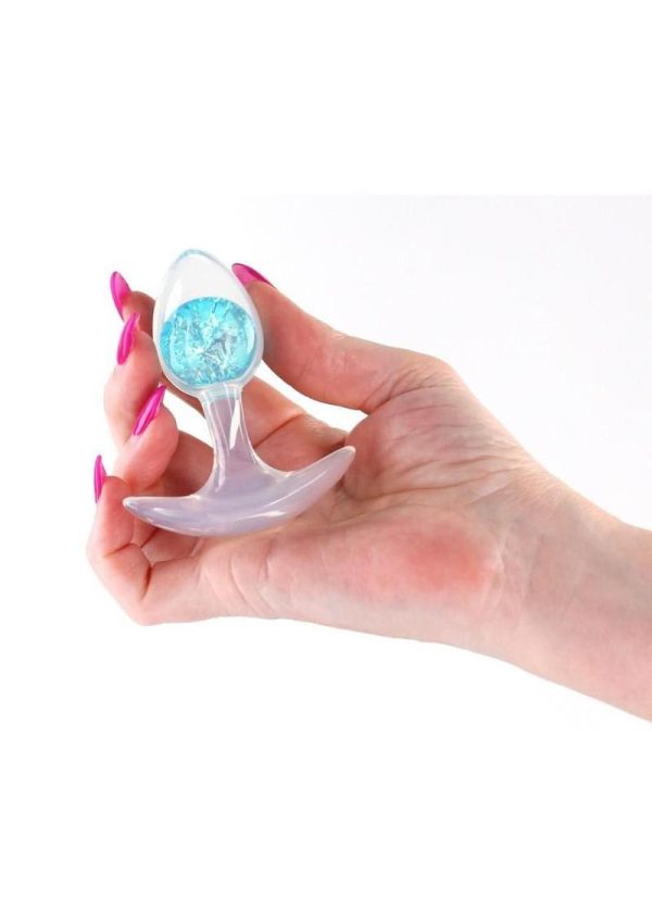 Glams Cosmic Silicone Anal Plug - Small - Clear/Blue - Image 3