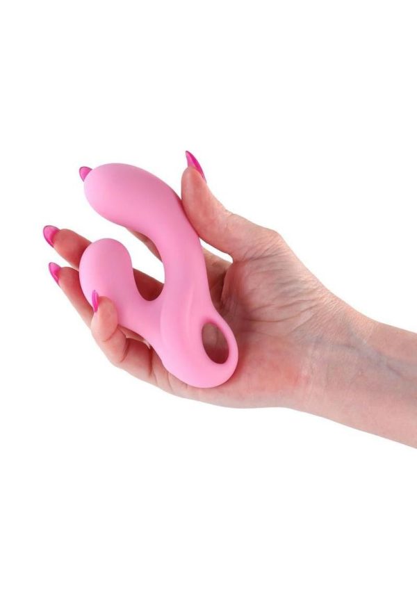 Gold-n-Dreams Agatha Rechargeable Silicone Rabbit Vibrator - Pink - Image 3