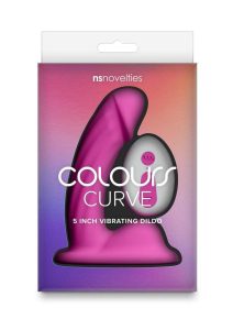 Colours Curve Silicone Vibrating Dildo with Remote Control 5in - Pink