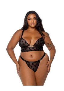 Playboy Bunny Charm Bralette Set - 1XLarge - Black