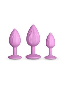 INYA Triple Ace Kit Silicone Lube Channel Anal Plugs (3 Piece) - Pink
