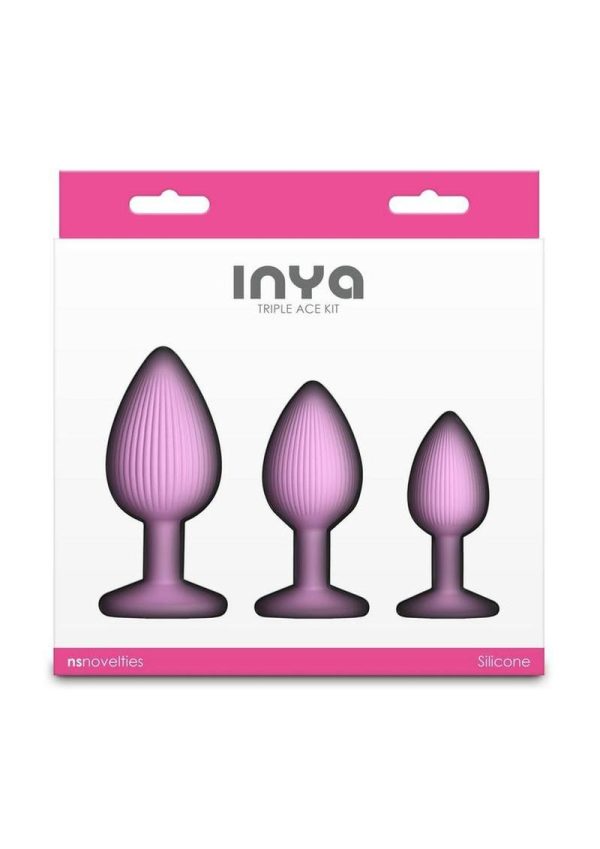 INYA Triple Ace Kit Silicone Lube Channel Anal Plugs (3 Piece) - Pink - Image 4