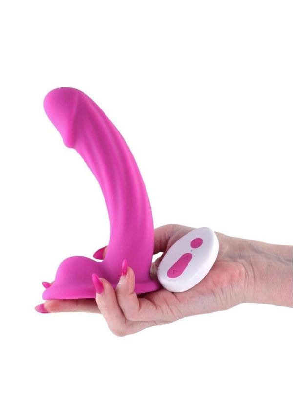 Colours Curve Silicone Vibrating Dildo with Remote Control 6in - Pink - Image 3