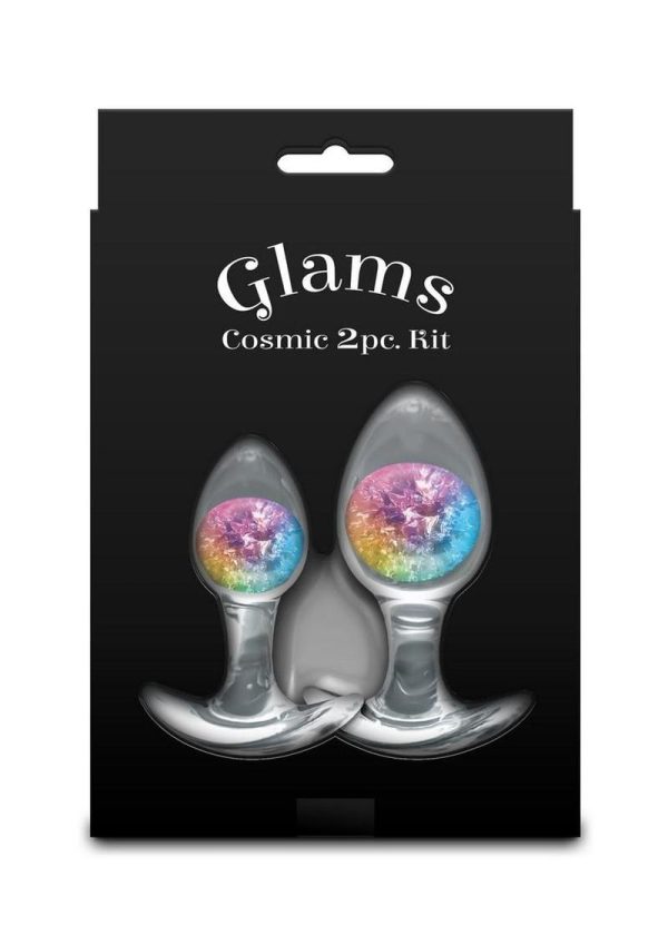 Cosmic Glams Silicone Anal Plug Kit (2pc Set) - Rainbow - Image 4