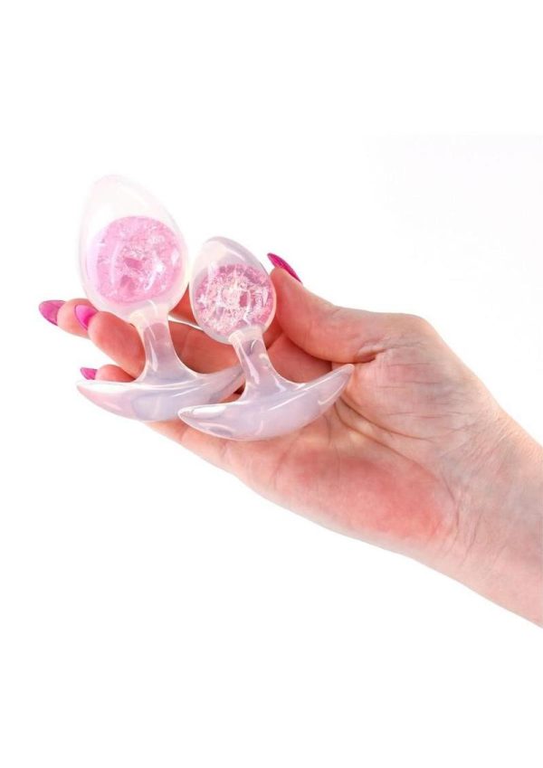 Cosmic Glams Silicone Anal Plug Kit (2pc Set) - Pink - Image 3