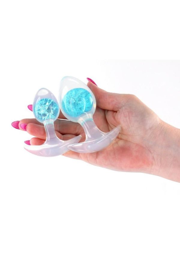 Cosmic Glams Silicone Anal Plug Kit (2pc Set) - Blue - Image 3