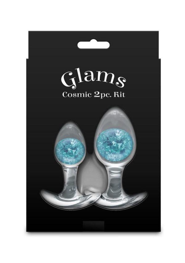 Cosmic Glams Silicone Anal Plug Kit (2pc Set) - Blue - Image 4