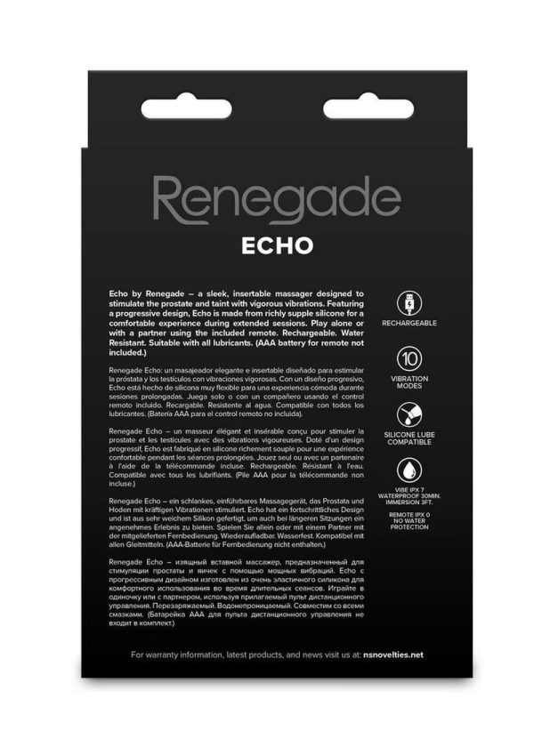 Renegade Echo Rechargeable Silicone Prostate Massager with Remote Control - Black - Image 4