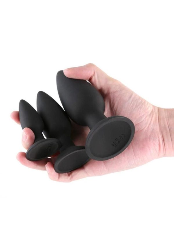 Renegade Triple Strike Silicone Anal Plug Kit (3pc Set) - Black - Image 3