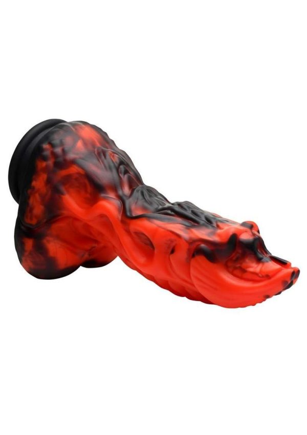 Dragon Thrust Rechargeable Silicone Thrusting and Vibrating Dildo - Red/Black - Image 3