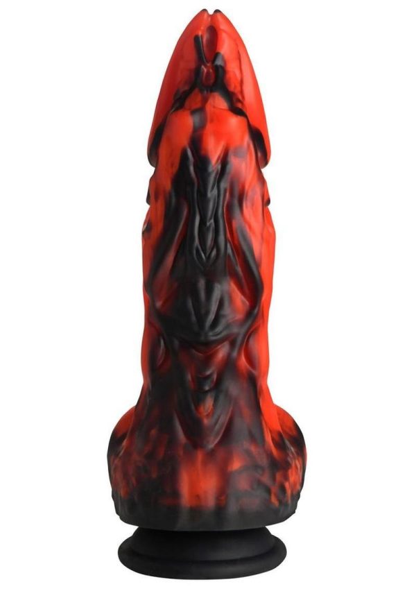 Dragon Thrust Rechargeable Silicone Thrusting and Vibrating Dildo - Red/Black - Image 4
