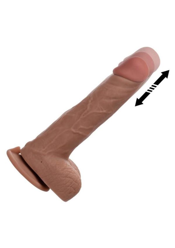 Working Stiff The Thrusting Jack Hammer Rechargeable Silicone Vibrating Dildo - Chocolate - Image 3