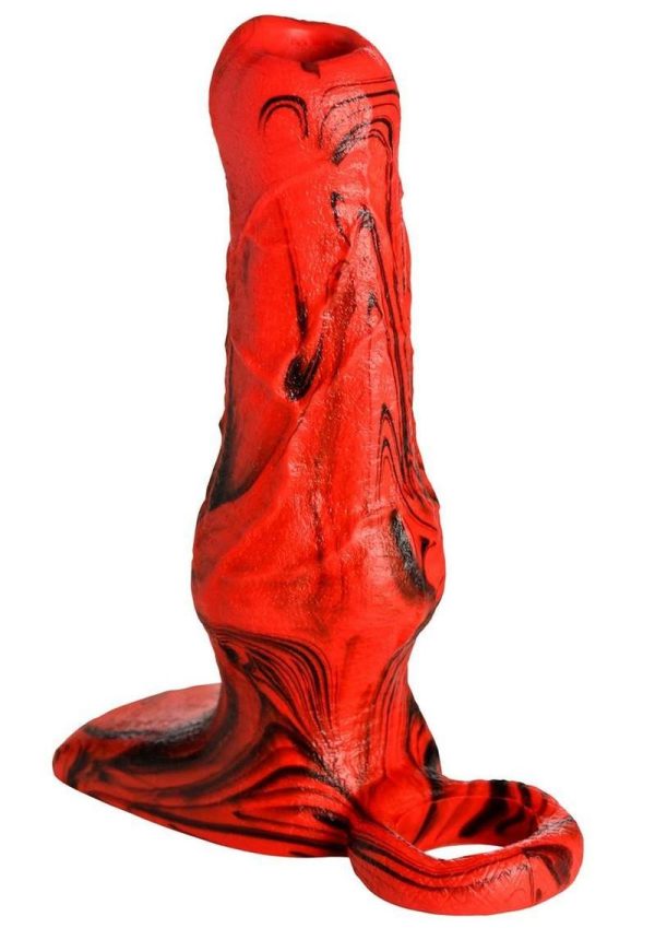 Creature Cocks Hell Hound Silicone Penis Enhancer - Red/Black - Image 4