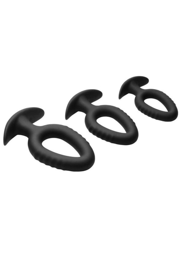 Master Series Pop Plugs Hollow Silicone Anal Trainer Set (3 Piece) - Black - Image 3