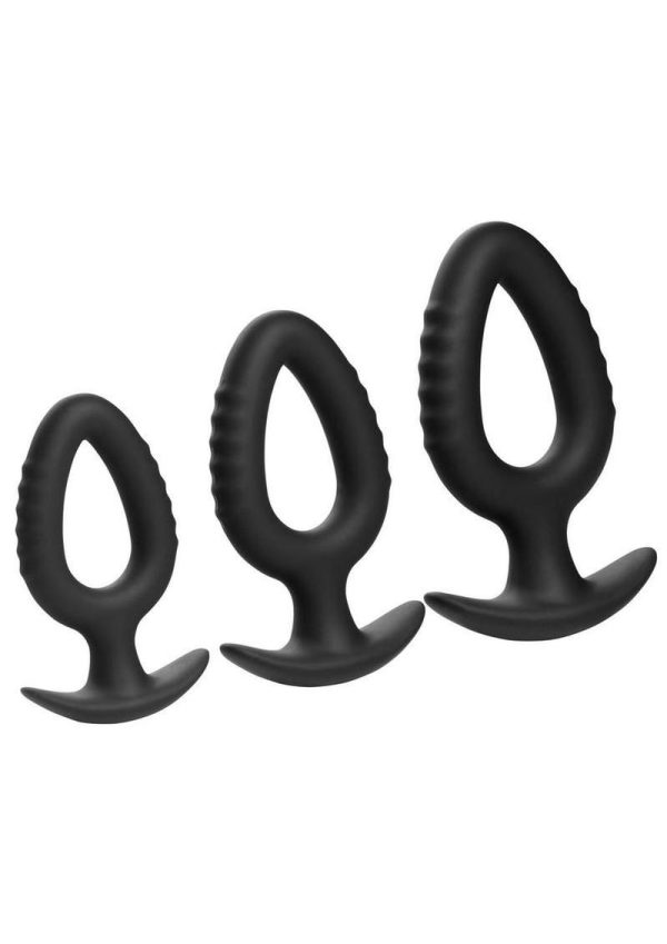 Master Series Pop Plugs Hollow Silicone Anal Trainer Set (3 Piece) - Black - Image 4