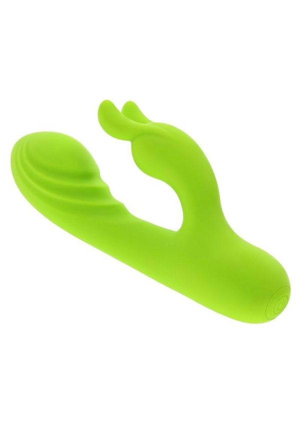 Brat Bunny Rechargeable Silicone Rabbit Vibrator - Green - Image 4
