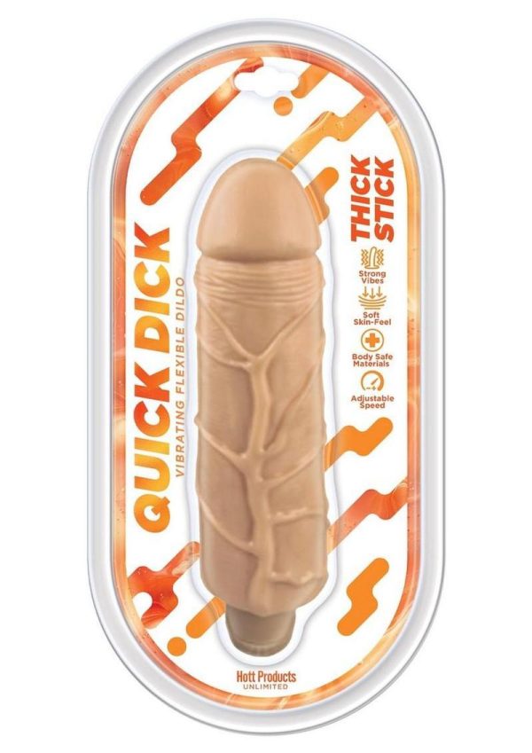 Thick Stick Quick Dick Vibrating Flex Dildo 5in - Vanilla