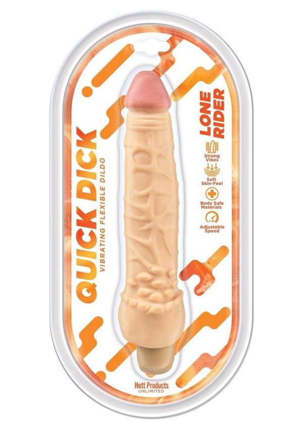 Lone Rider Quick Dick Vibrating Flex Dildo 6in - Vanilla