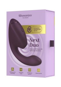 Womanizer Next Duo Rechargeable Silicone Dual G-Spot and Clitoral Stimulator - Dark Purple