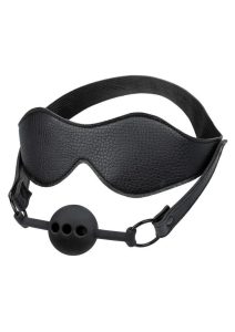 Nocturnal Collection Eye Mask and Breathable Ball Gag - Black