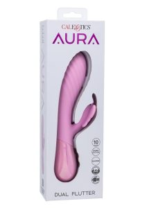 Aura Dual Flutter Rechargeable Silicone Rabbit Vibrator - Pink