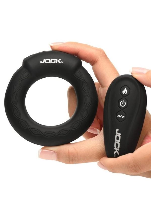 Jock Rumbler Vibrating and Warming Rechargeable Silicone C-Ring 1.8in with Remote - Black - Image 4