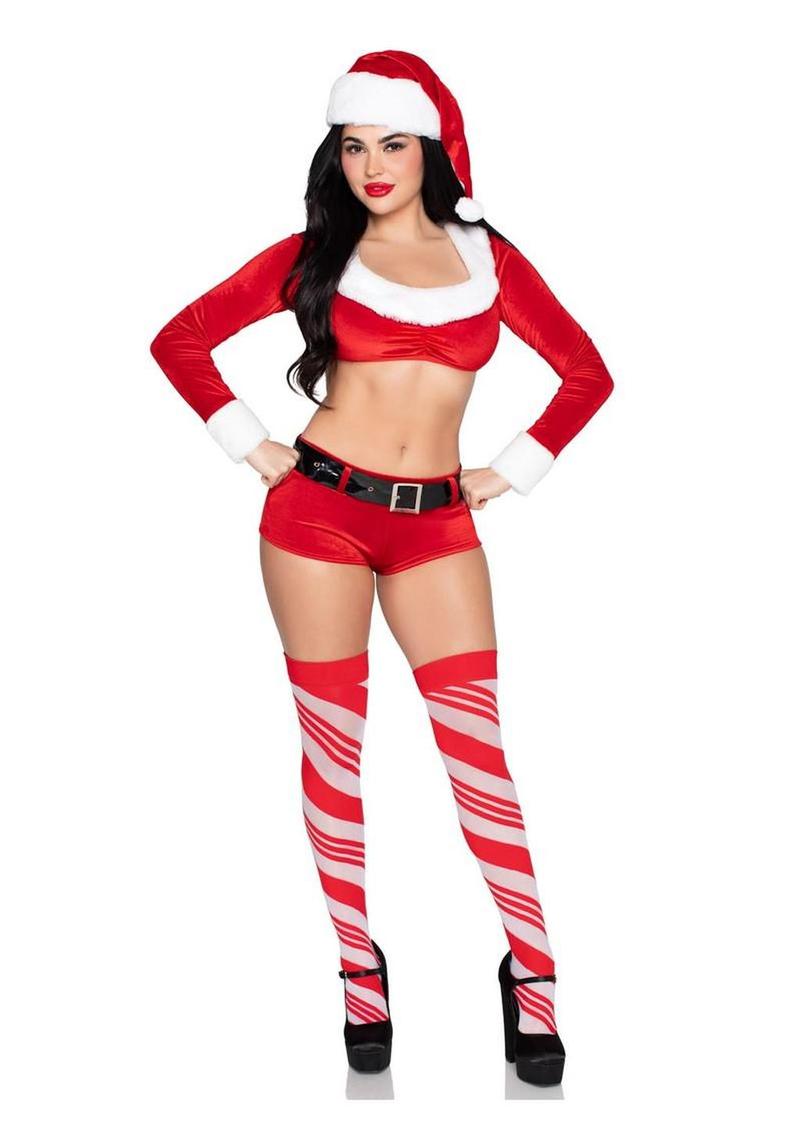 Belt and Santa Hat (4 Piece) - Red/White - Extra Small