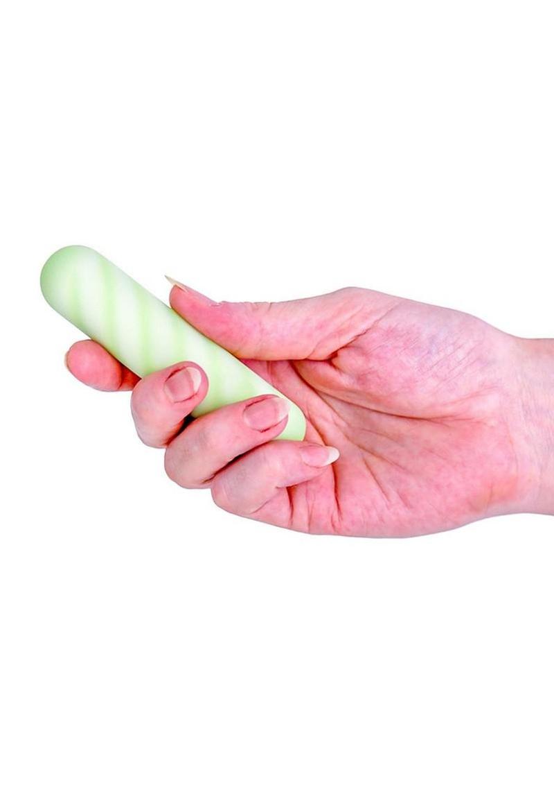 Softies Dual Silicone Rechargeable Body Bullet Vibrator 4in - Green - Image 3