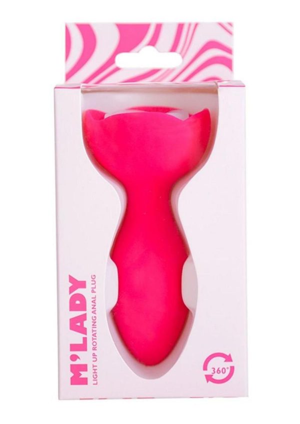 M`Lady Light Up Rotating Silicone Rechargeable Anal Plug - Pink
