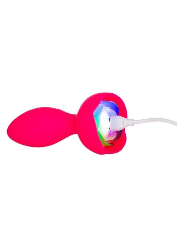 M`Lady Light Up Rotating Silicone Rechargeable Anal Plug - Pink - Image 3