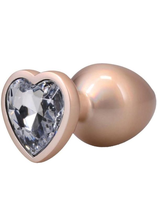 Booty Bling Heart Diamond Jeweled Wearable Metal Plug - Large - Gold - Image 3