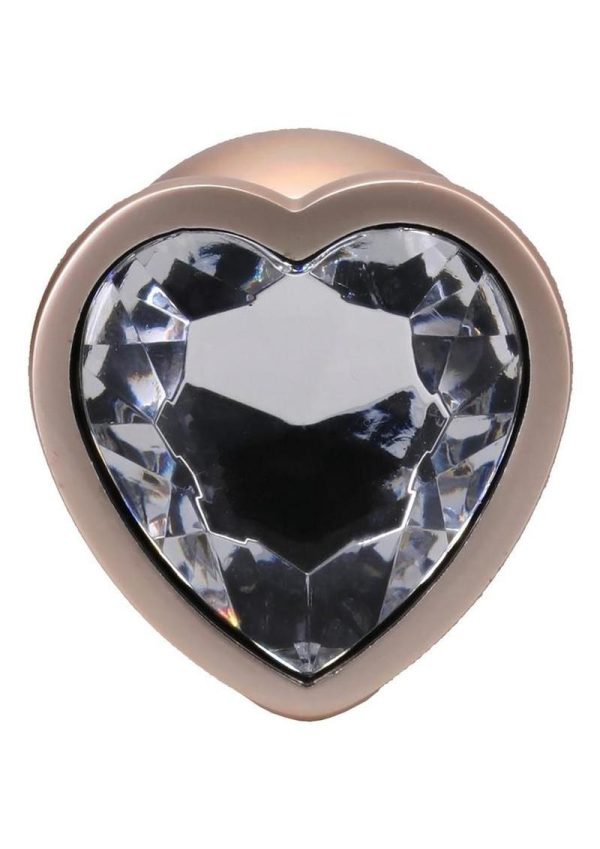 Booty Bling Heart Diamond Jeweled Wearable Metal Plug - Large - Gold - Image 4