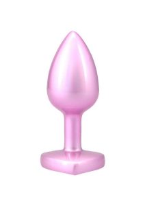 Booty Bling Heart Diamond Jeweled Wearable Metal Plug - Small - Pink