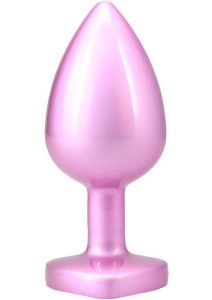Booty Bling Heart Diamond Jeweled Wearable Metal Plug - Large - Pink