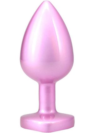 Booty Bling Heart Diamond Jeweled Wearable Metal Plug - Large - Pink