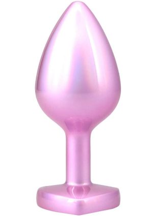 Booty Bling Heart Diamond Jeweled Wearable Metal Plug - Medium - Pink
